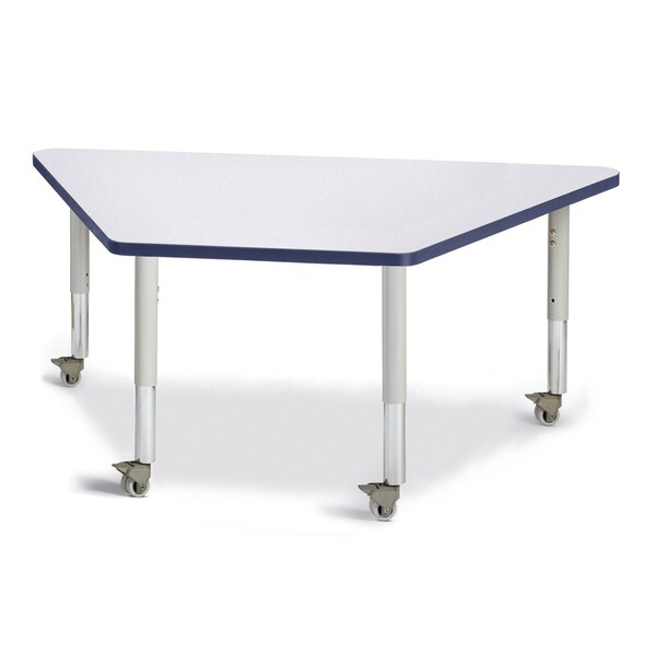 Jonti-Craft Berries Trapezoid Activity Tables, 30 in. x 60 in., Mobile, Freckled Gray/Navy/Gray 6443JCM112 - main